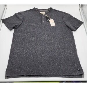 Civil Society Riley Henley Mens L Heather Black NWT Short Sleeve Textured Shirt
